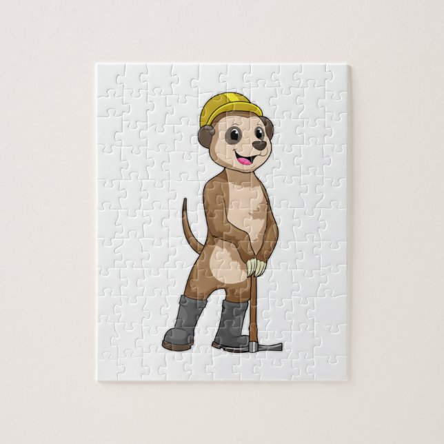 Meerkat als Miner mit Pickaxe (Vertikal)