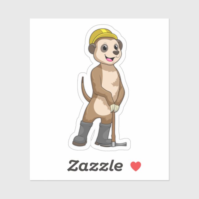 Meerkat als Miner mit Pickaxe Aufkleber (Blatt)