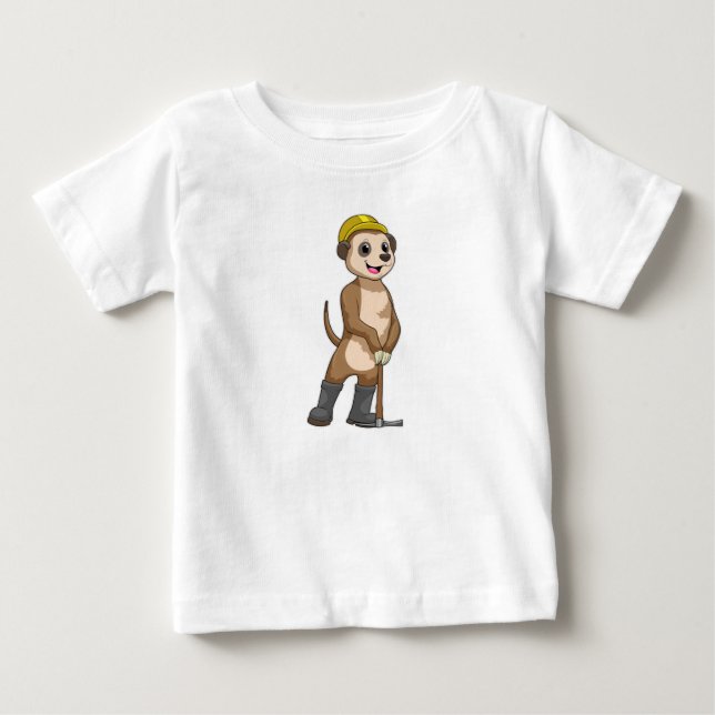 Meerkat als Miner mit Pickaxe Baby T-shirt (Vorderseite)