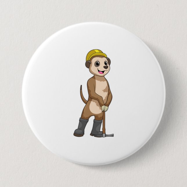 Meerkat als Miner mit Pickaxe Button (Vorderseite)