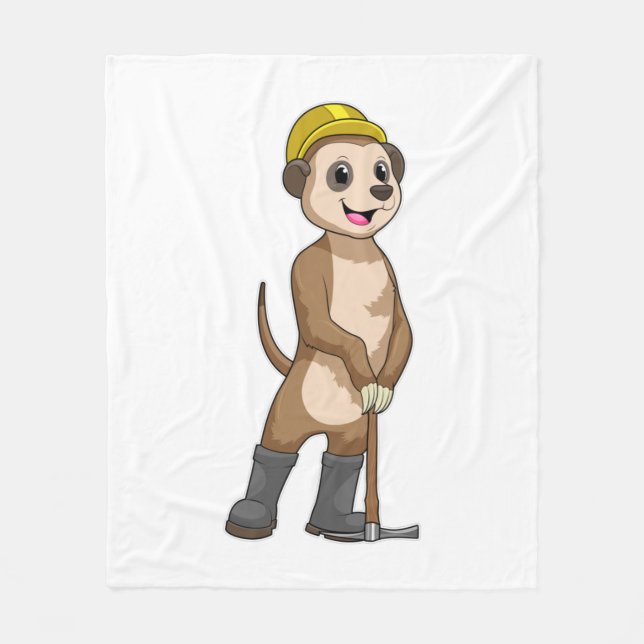 Meerkat als Miner mit Pickaxe Fleecedecke (Vorderseite)