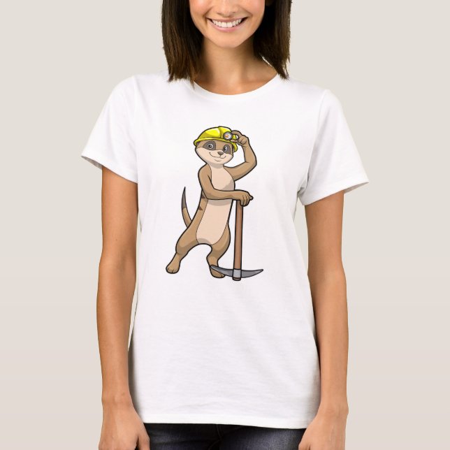 Meerkat als Miner mit Pickaxe T-Shirt (Vorderseite)