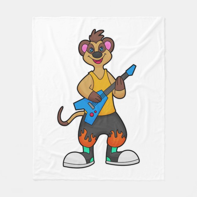 Meerkat als Musiker mit Gitarre Fleecedecke (Vorderseite)
