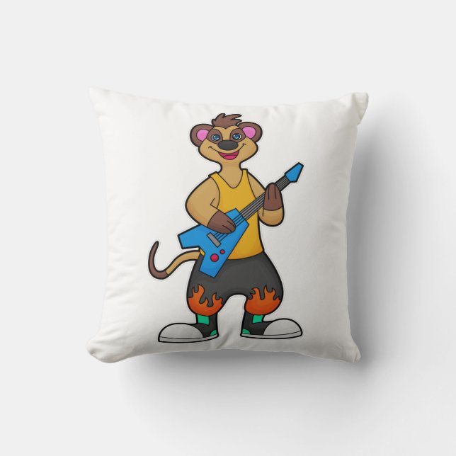 Meerkat als Musiker mit Gitarre Kissen (Vorderseite)