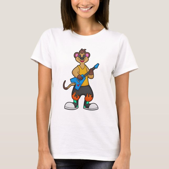 Meerkat als Musiker mit Gitarre T-Shirt (Vorderseite)