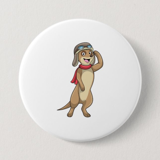 Meerkat als Pilot mit Pilotin Button (Vorderseite)