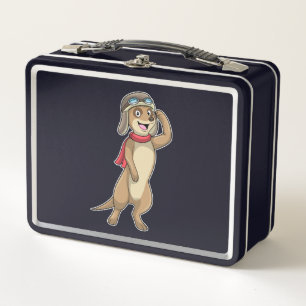 Meerkat als Pilot mit Pilotin Metall Brotdose