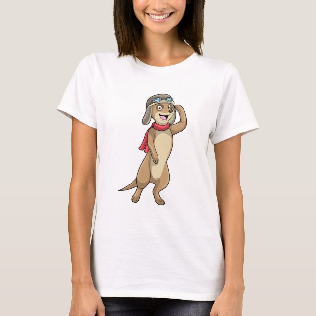 Meerkat als Pilot mit Pilotin T-Shirt (Vorderseite)