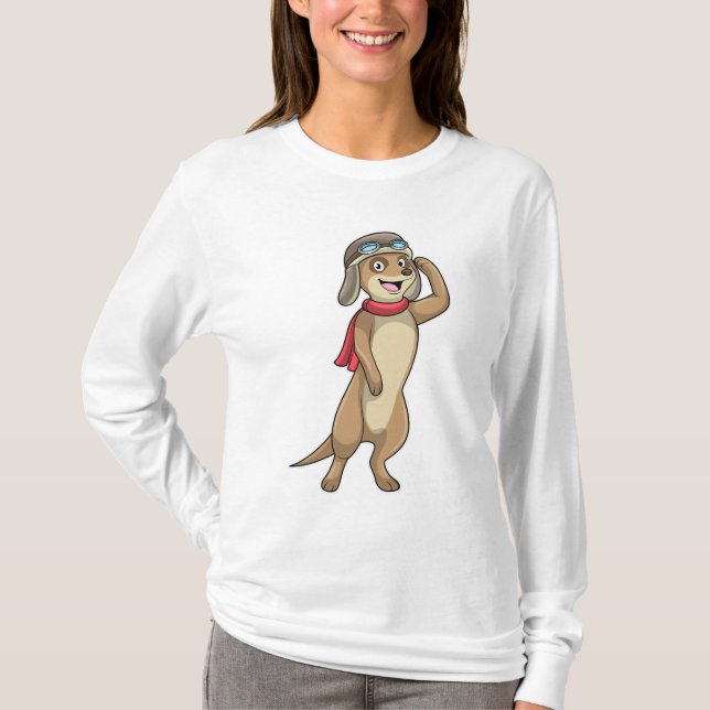 Meerkat als Pilot mit Pilotin T-Shirt (Vorderseite)