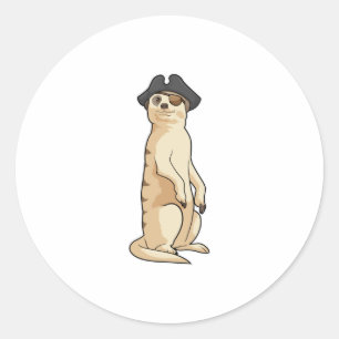 Meerkat als Pirate mit Piratenhut Runder Aufkleber