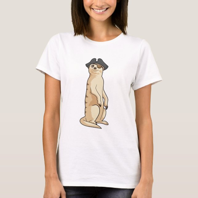 Meerkat als Pirate mit Piratenhut T-Shirt (Vorderseite)