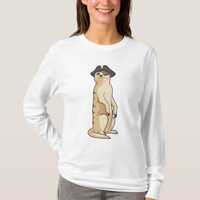Meerkat als Pirate mit Piratenhut T-Shirt (Vorderseite)