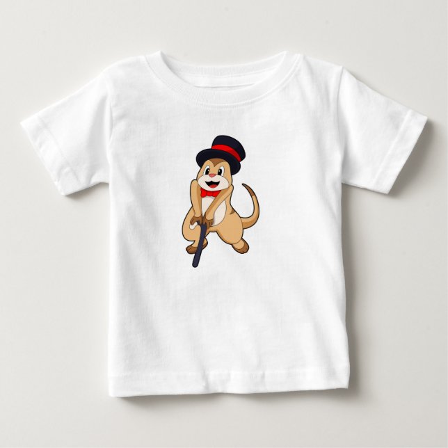 Meerkat als Rentnerin mit Gehstock Baby T-shirt (Vorderseite)