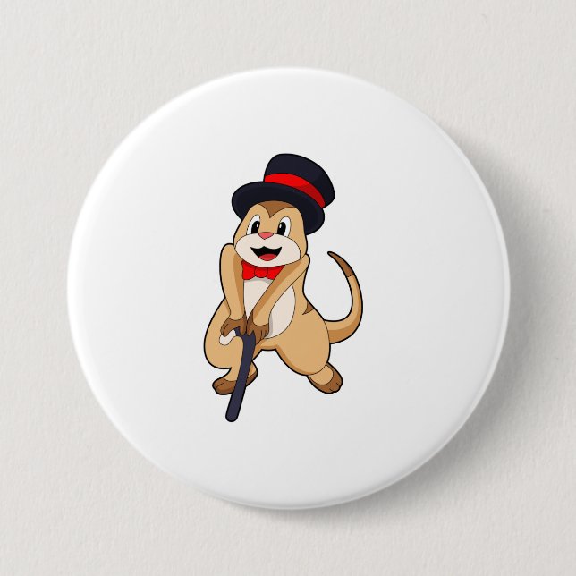 Meerkat als Rentnerin mit Gehstock Button (Vorderseite)
