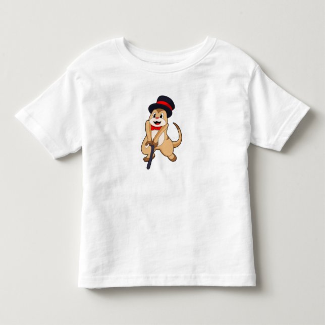 Meerkat als Rentnerin mit Gehstock Kleinkind T-shirt (Vorderseite)