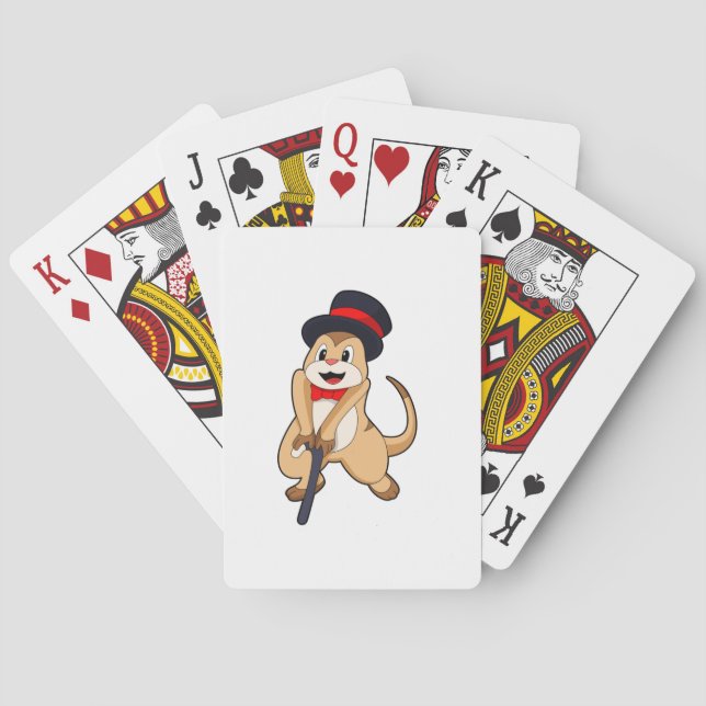 Meerkat als Rentnerin mit Gehstock Spielkarten (Rückseite)