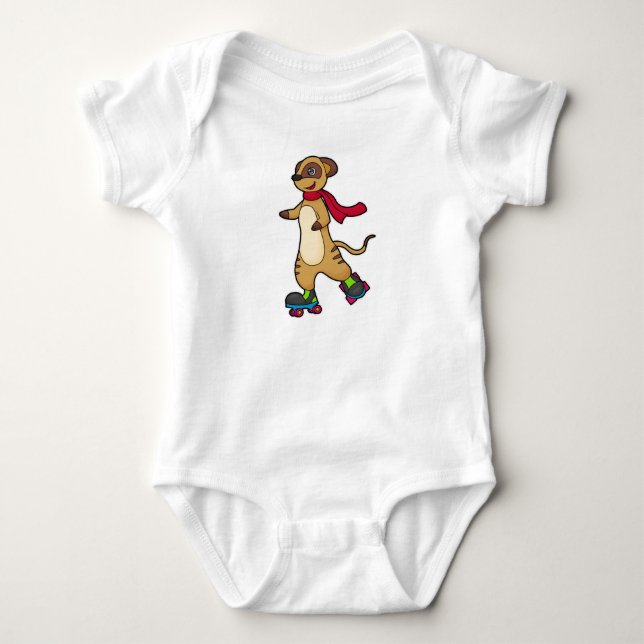 Meerkat als Skater mit Roller-Skaten Baby Strampler (Vorderseite)