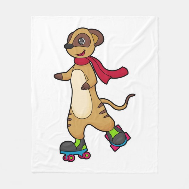 Meerkat als Skater mit Roller-Skaten Fleecedecke (Vorderseite)