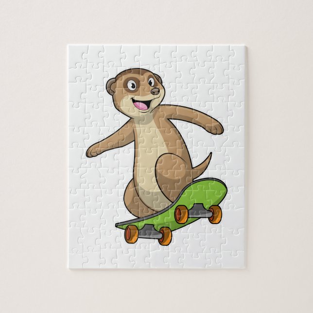 Meerkat als Skater mit Skateboard (Vertikal)