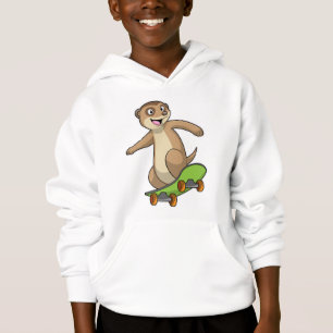 Meerkat als Skater mit Skateboard Hoodie