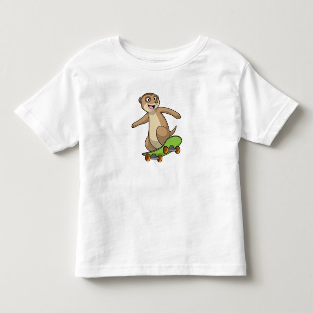 Meerkat als Skater mit Skateboard Kleinkind T-shirt (Vorderseite)
