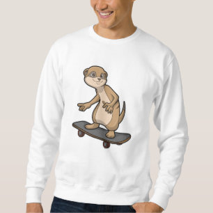 Meerkat als Skater mit Skateboard Sweatshirt