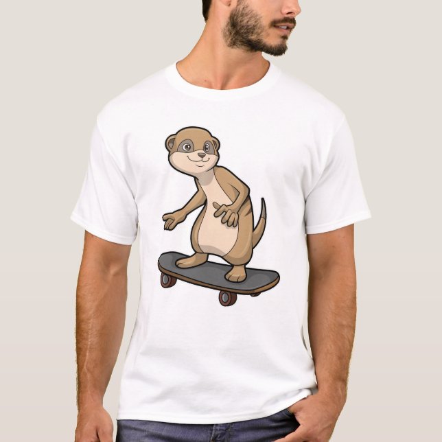 Meerkat als Skater mit Skateboard T-Shirt (Vorderseite)