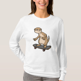 Meerkat als Skater mit Skateboard T-Shirt