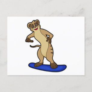 Meerkat als Snowboarder mit Snowboard Postkarte