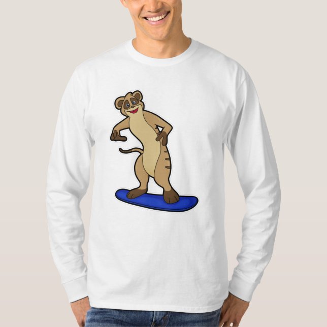 Meerkat als Snowboarder mit Snowboard T-Shirt (Vorderseite)