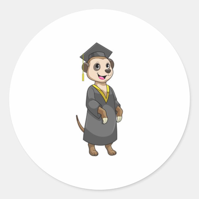 Meerkat als Student mit Diplom Runder Aufkleber (Vorderseite)