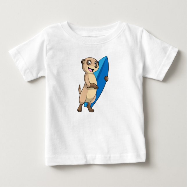 Meerkat als Surfer mit Surfboard Baby T-shirt (Vorderseite)