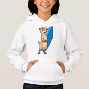 Meerkat als Surfer mit Surfboard Hoodie
