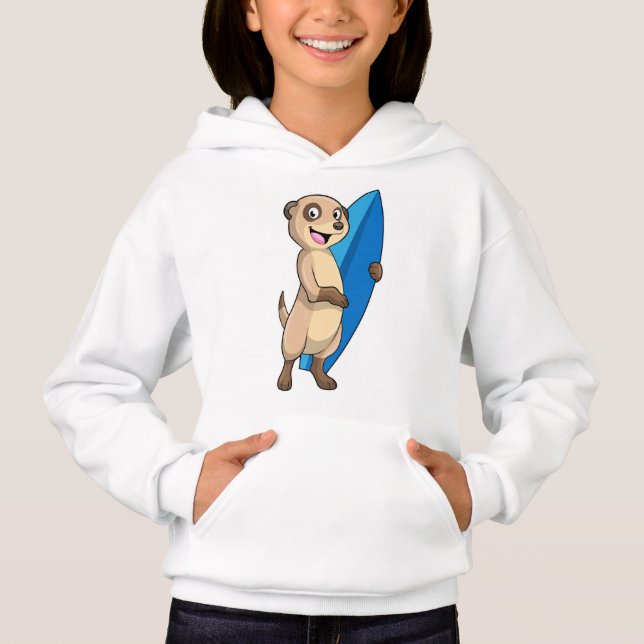 Meerkat als Surfer mit Surfboard Hoodie (Vorderseite)