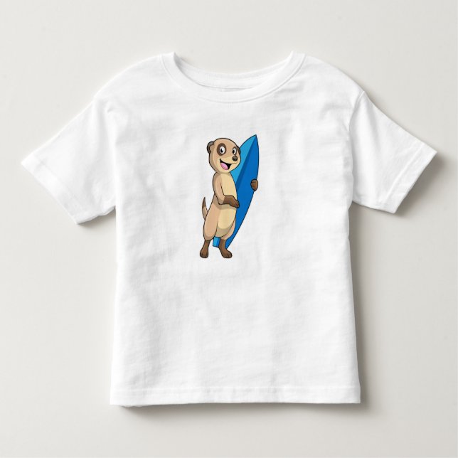 Meerkat als Surfer mit Surfboard Kleinkind T-shirt (Vorderseite)