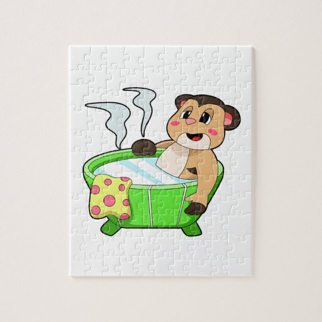 Meerkat am Baden in der Badewanne (Vertikal)