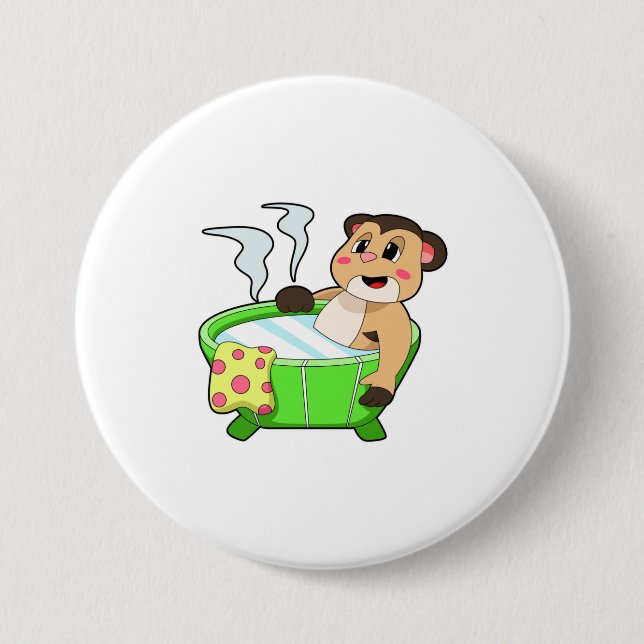 Meerkat am Baden in der Badewanne Button (Vorderseite)