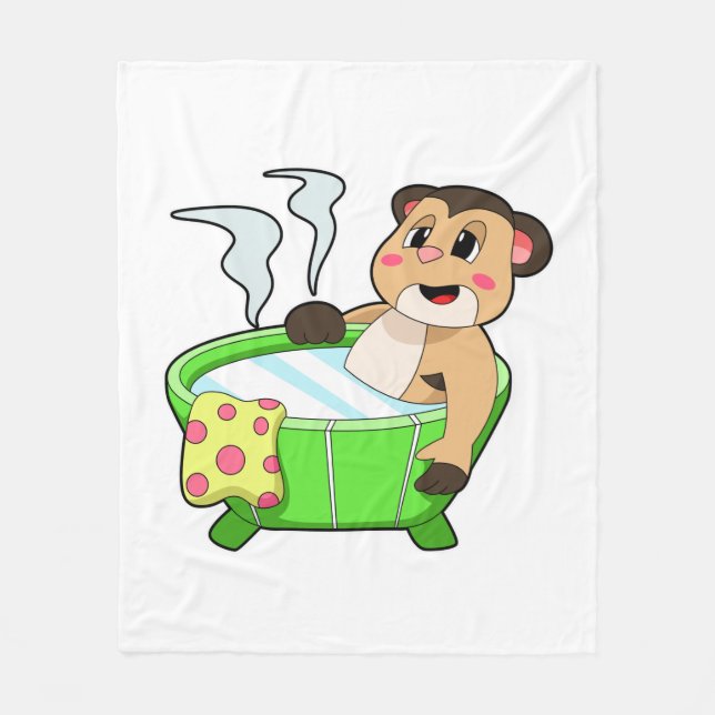 Meerkat am Baden in der Badewanne Fleecedecke (Vorderseite)