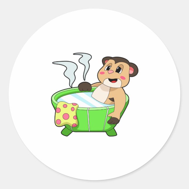 Meerkat am Baden in der Badewanne Runder Aufkleber (Vorderseite)