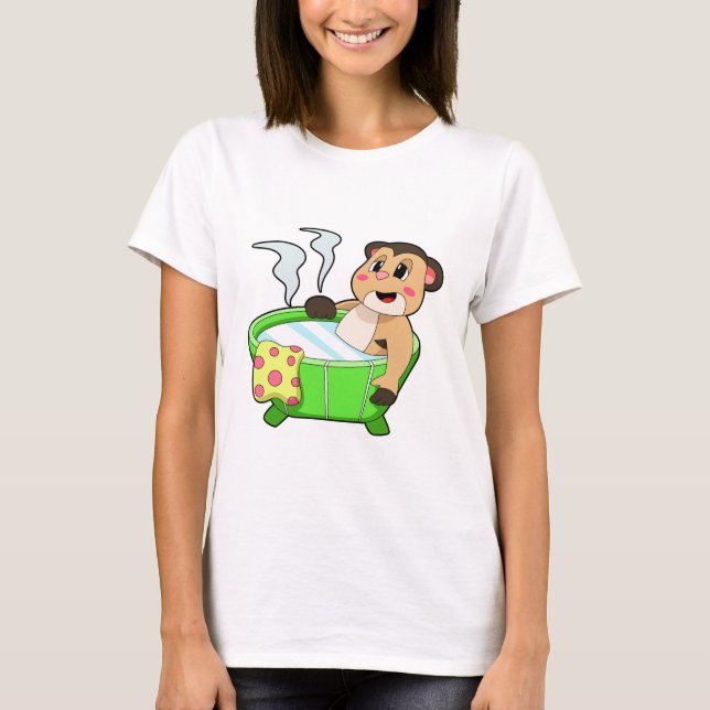 Meerkat am Baden in der Badewanne T-Shirt (Vorderseite)