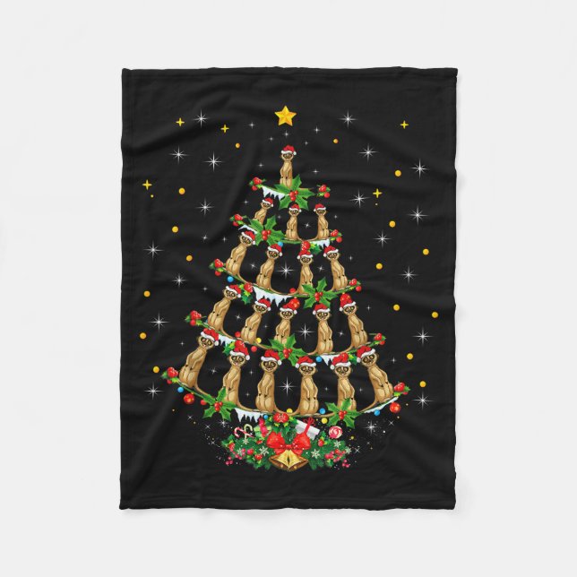 Meerkat Animal Lover Xmas Santa Hat Meerkat Christ Fleecedecke (Vorderseite)