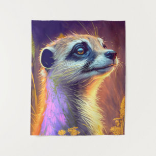 Meerkat Animal Portrait Painting Wildlife Wandteppich