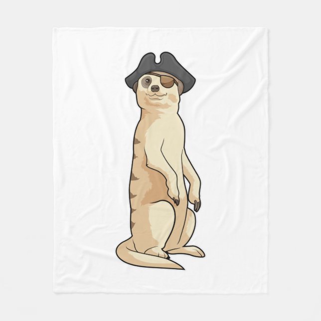 Meerkat as Pirate with Pirate hat Fleecedecke (Vorderseite)