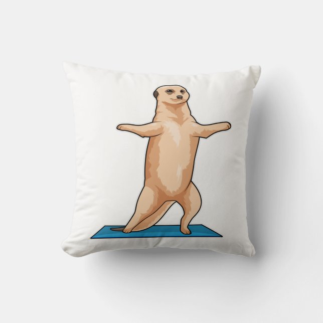 Meerkat at Fitness Stretching exercise Kissen (Vorderseite)