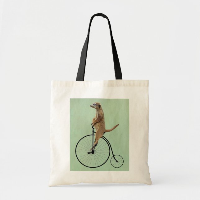 Meerkat auf Black Penny Farthing 2 Tragetasche (Vorne)