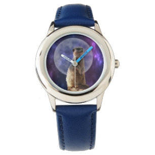 Meerkat auf Blue Moonlight Night Watch, Armbanduhr