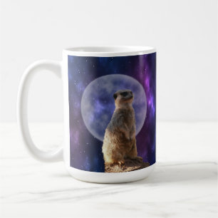 Meerkat auf Blue Moonlight Night Watch, Kaffeetasse
