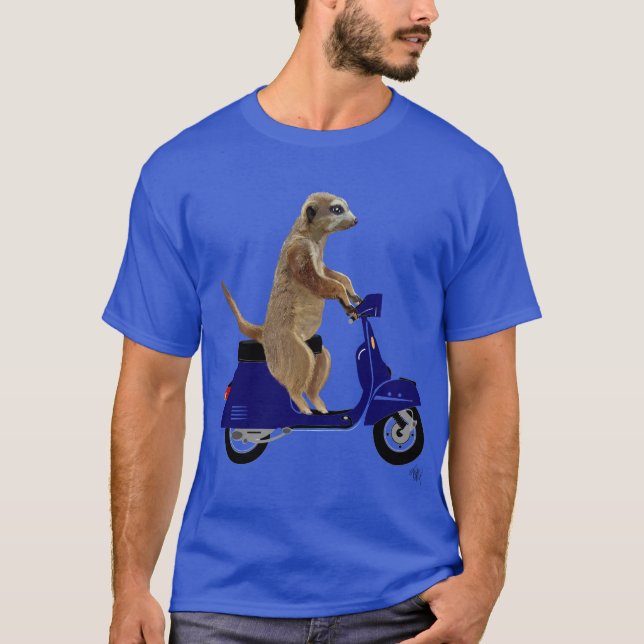 Meerkat auf Dark Blue Moped T-Shirt (Vorderseite)