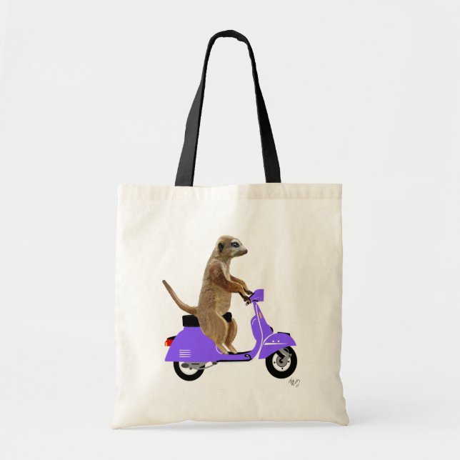 Meerkat auf Lilac Moped Tragetasche (Vorne)