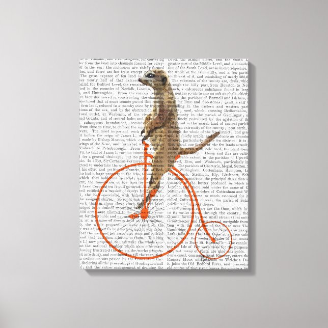 Meerkat auf Orange Penny Farthing Leinwanddruck (Vorderseite)